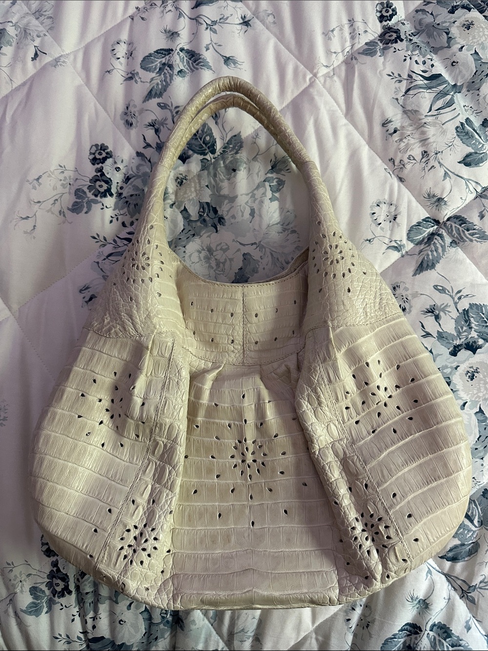 Nancy Gonzalez Genuine Crocodile Ivory Hobo Purse